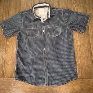 Craft+Flow Navy Big Boy 14/16 Large Short Sleeve Button-Down Dress Shirt